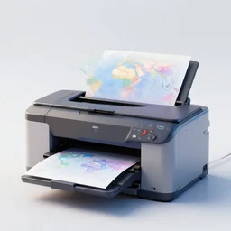 a large printer, printing a colorful world, on clear background, 3 d render, amazing detail, concept art, ray tracing, smooth, sharp focus, ethereal lighting
