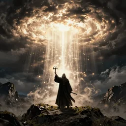 A mage casting a huge spell by greg rutkowski