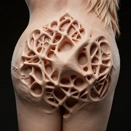 geometric biological structure made of skin and hair, intricate, elegant, highly detailed, hyper - realist sculpture