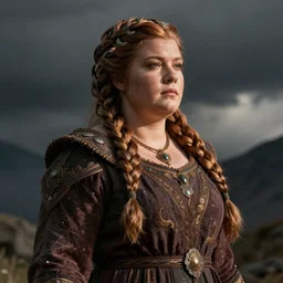female dwarven noblewoman, chubby short stature, braided intricate hair, by dorian cleavenger