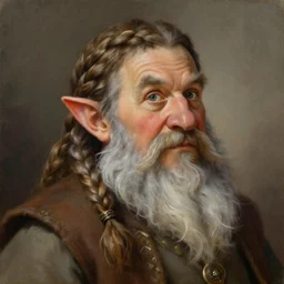 portrait painting of dwarf with braids and long beard, very detailed, in the style of a dnd illustration, painted