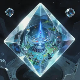 a hd screenshot from the science fiction anime film of inside the glass prism ; a beyond - dimensional fantasy world