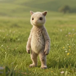 a creature called XJVAIJOVIAJ standing in a calming meadow, created by Mark Keathley