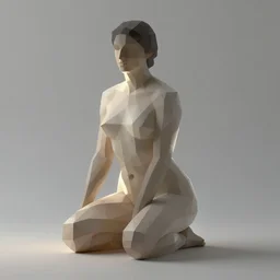 low-poly high-light edge edged polygonal the Bather by Bouguereau