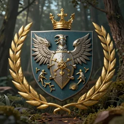 A coat of arms for an Elven family, forests, nobility, high detail, fantasy inspired, upscaled, 8k resolution, award winning,