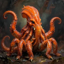 zoological portrait of orange cthulhu by michal karcz