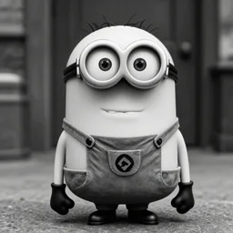 old creepy black and white photograph of a minion