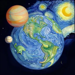 ringed _ planetsparklesearth _ africacrocodile, by van gogh