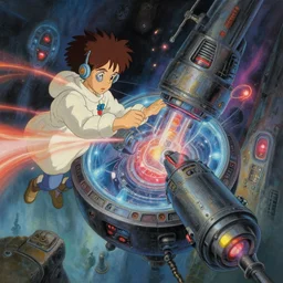 oil sci fi painting scientist build a futuristic time machine, energy, power, octane rendering, trending on artstation, by, studio ghibli, michael whealan and james gurney