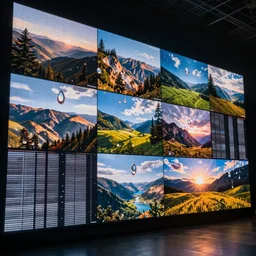 large cyberscreens projecting beautiful varied reference sheets, dripping light drops, perfect lighting pixel sorting