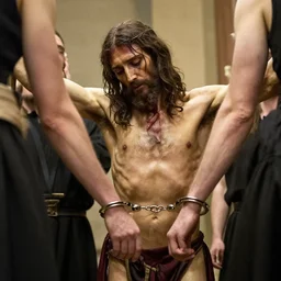 jesus of nazareth under arrest, handcuffs