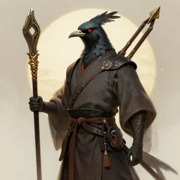 a bird that is a warrior monk, dungeons and dragon, portrait