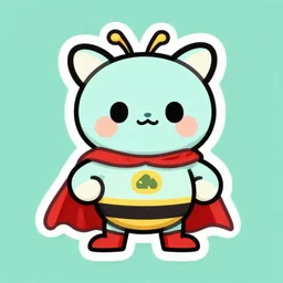 cute miss mascot moufflair moufflair skuntank super hero sticker art, cronobreaker, beeple game icon