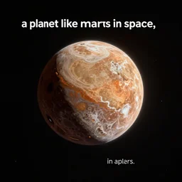 “photo of a planet like mars in space, centered in frame”