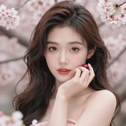 the portrait of the absurdly beautiful, graceful, elegant, gorgeous, fashionable photorealistic anime idol french woman made of cherries and cherry blossoms with tears, an ultrafine hyperdetailed illustration by kim jung gi, irakli nadar, intricate linework, bright colors, octopath traveler, final fantasy, unreal engine highly rendered, global illumination, radiant light, intricate environment