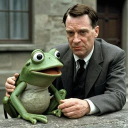 film still of Pepe the frog as Oskar Schindler in Schindler's List, 4k
