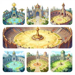 photo cartoon bd illustration comic manga painting of battle arena environement : 5 fantasy environement, digital painting : 1 fat brush concept sketch artist bd enki bilal : 1 0