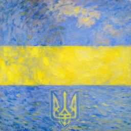 ukraine flag style of claude monet