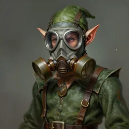 elf with gas mask, highly detailed, digital painting, artstation, stoner album art by arik roper