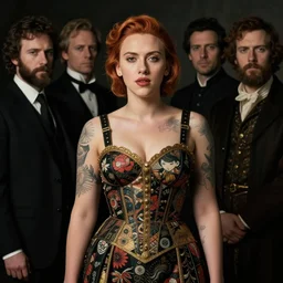 front symmetric portrait of very young scarlet johansson in japanese tattoo pattern costume by jan van eyck, tom bagshaw, jean delville, william bouguereau, albrecht durer, symbolist painting, mysterious mood