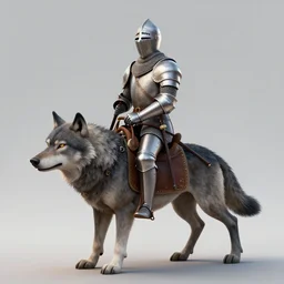 3D illustration of a medieval knight riding on a wolf. By Aleksandra Kaczynska