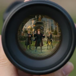 sharp lens, detailed, film still from a 2 0 1 9 sci fi 8 k movie, set in 1 8 5 0 in an alternate universe, mid distant shot of three students practicing magic, outside the school of magic, wearing 1 8 5 0 s clothes, atmospheric lighting, in focus, reflective eyes, 3 5 mm macro lens, live action, nice special effects, nice composition
