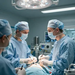 over-the-shoulder shot, hyperdetailed masterpiece concept art of two orcs surgeons talking to each other while doing an operation at an ICU room of an advanced hospital, 4k Detailed Matte Illustration trending on ArtStation