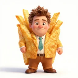 [ french fry chips ] shaped like stephen fry as a pixar character hybrid intercross mix