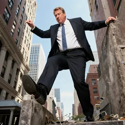 giant Steve harvey stomping on buildings