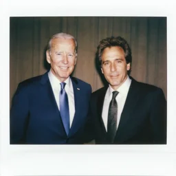 a Polaroid of joe biden and Jeffrey epstein
