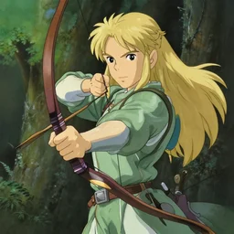 Legolas in an 80s anime version of Lord of the Rings, holding a longbow, very detailed, ultra realistic, handpainted, Satoshi Kon, Hiyao Miyazaki, Katsuhiro Otomo