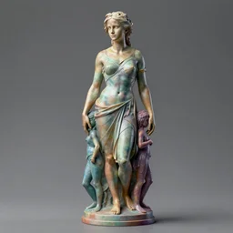 3D print resin sculpture of Emma Watson by Jean-Baptiste Carpeaux and Luo Li Rong and Antonio Corradini, beautiful  body, perfect symmetrical face, colorful, full length shot, elegant, academic art, realistic, 8K, Product Introduction Photo, Hyperrealism. Subsurface scattering, raytracing, soft light, Octane Render, Redshift, Zbrush, simple background