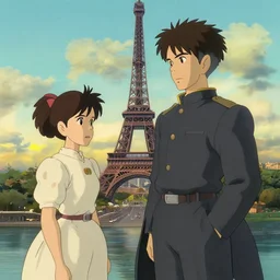paris, in the style of studio ghibli, j. c. leyendecker, greg rutkowski, artgerm