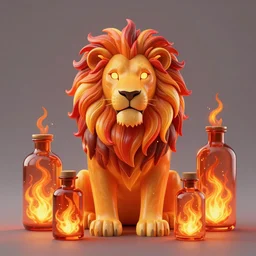 fire lion, flaming, vibrant vials, centered, symmetrical, aesthetically pleasing, insane details, digital art, deviantart, artstation, ambient light, 8 k