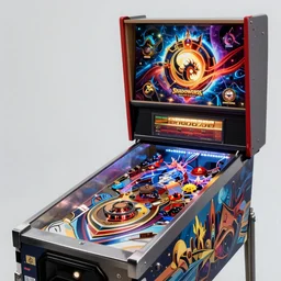 Shadowverse, League of Legends, Mobile Legends, Maplestory, full view of a pinball machine, cosmic horror theme, intricate, detailed, realistic, 8k photo, golden Chinese text, holistic medicine advertisement, biopunk toys Made in China, slots casino mobile game emo demonic horrorcore Japanese yokai jester dollz