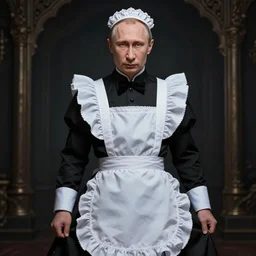 vladimir putin wears maid dress, dark fantasy, intricate, highly detailed, smooth, artstation,
