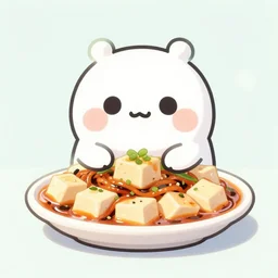 mapo tofu, hyperpop aesthetics, hyperpop album concept art, cute!, minimalistic
