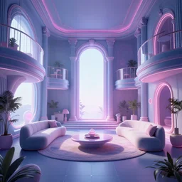 liminal space interior of a vaporwave mansion high detail 3D rendered render in unreal engine 8K god rays volumetric lighting trending on art station