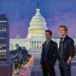 greg manchess painting of district of columbia in the year 2 0 7 7, painting, cyberpunk style, trending on artstation, by huang guangjian and gil elvgren and sachin teng