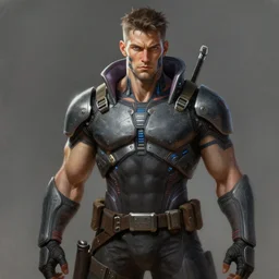 « a portrait of a muscular cyberpunk warrior, a digital painting by charlie bowater, featured on cgsociety, fantasy art, behance hd, wiccan, artstation hd »