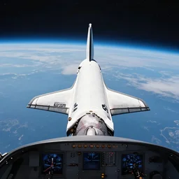 view from the cockpit of a small space shuttle, from a space themed Serria point and click 2D graphic adventure game, high quality cartoon style graphics