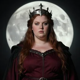 portrait of plump norse goddess of the moon, maroon and black robe, iron crown strong line, deep color, beautiful! coherent! by boris vallejo