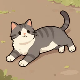 a cartoon picture of a cat laying on the ground, a detailed painting by hinchel or, tumblr contest winner, furry art, furaffinity, commission for, flat shading