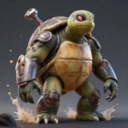 humanoid turtle, sci - fi, utopian, pixar splash art, wlop, intricately detailed, highly detailed, trending on artstation, 4 k, wallpaper - 1 0 2 4