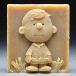 carved soap model of charlie brown, intricate carving