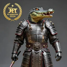 photo of a warrior with metal crocodile theme armour, 4 k, hdr, smooth, sharp focus, high resolution, award - winning photo