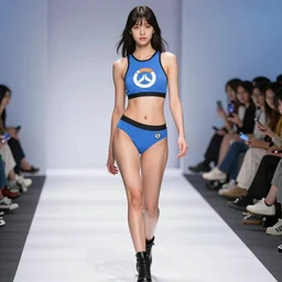 tracer from overwatch on catwalk as runway model f/1.4