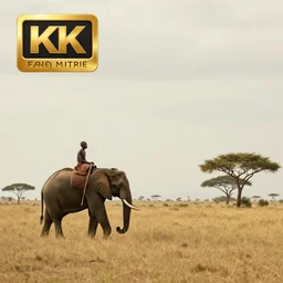 film still, extreme wide shot of an tribal african man riding an elephant alone on the savannah, extreme long shot, 4 k, award winning