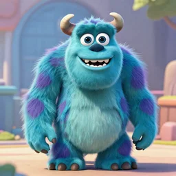 a cinematic image of a cute and adorable pixar monster, 4k, 100mm, full monster in frame