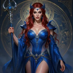 rosario dawson as a sorceress warrior, passionate, seductive, sweaty, intricate dressed in ornate blue robes and staff, lovely, intricate, confident, strong, symmetrical, highly detailed, digital painting, artstation, concept art, karma sutra, smooth, sharp focus, illustration, unreal engine 5, 8 k, art by artgerm and greg rutkowski and alphonse mucha
